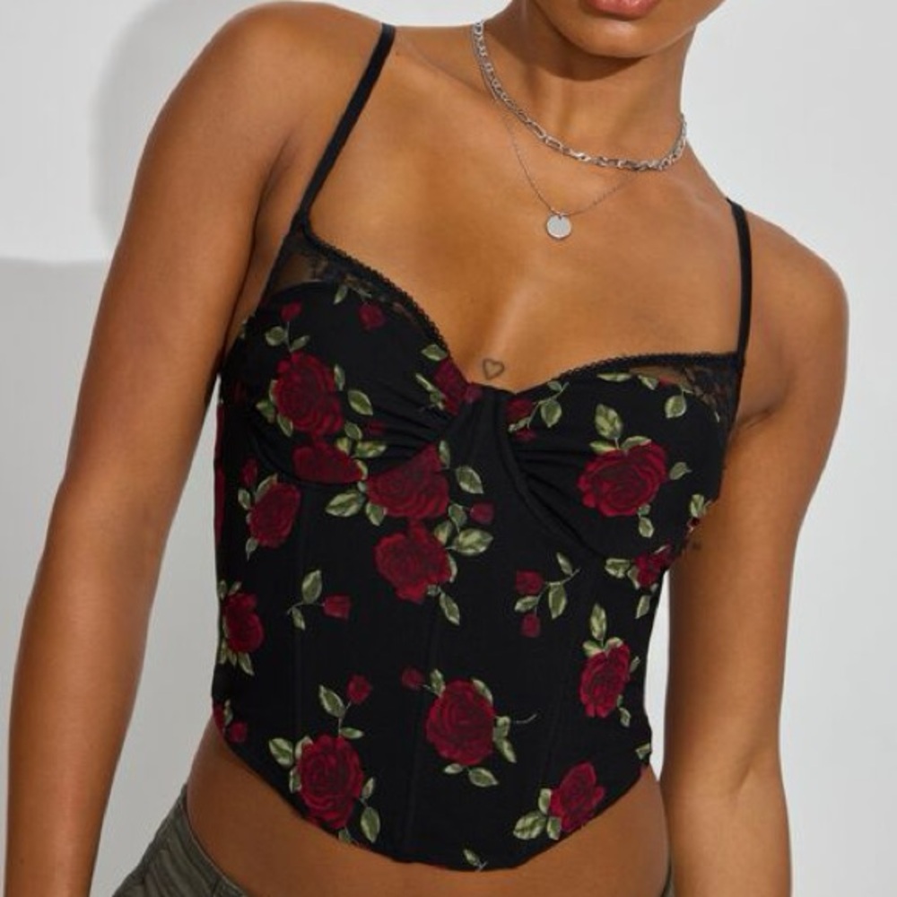 Garage Rose Pattern Women's Corset Top